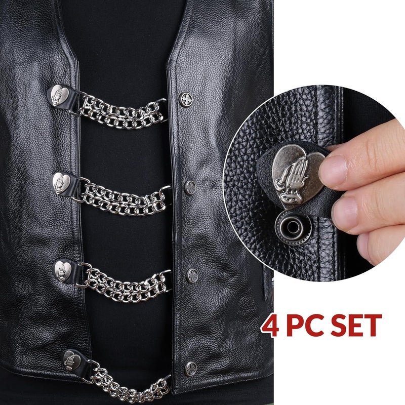Mirthcos Motorcycle Vest Extenders for Men & Women - 4 PCS Leather Vest Extensions for Biker - Durable Double Chrome Chains - Image 4